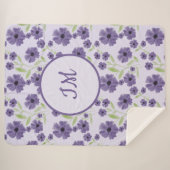 Elegant Paarse groene bloemenmonogrampatroon Sherpa Deken (Voorkant (horizontaal))