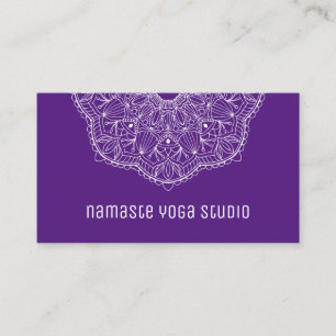 Elegant Paarse hand Drawn Mandala Yoga Instructor Visitekaartje