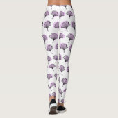 Elegant Paarse handgetekende Ginkgo Leaf Pattern Leggings (Achterkant)