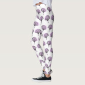 Elegant Paarse handgetekende Ginkgo Leaf Pattern Leggings (Links)