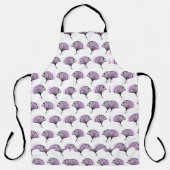 Elegant Paarse handgetekende Ginkgo Leaf Pattern Schort (Voorkant)