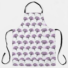 Elegant Paarse handgetekende Ginkgo Leaf Pattern Schort