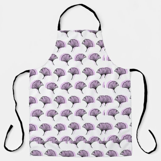 Elegant Paarse handgetekende Ginkgo Leaf Pattern Schort (Voorkant)