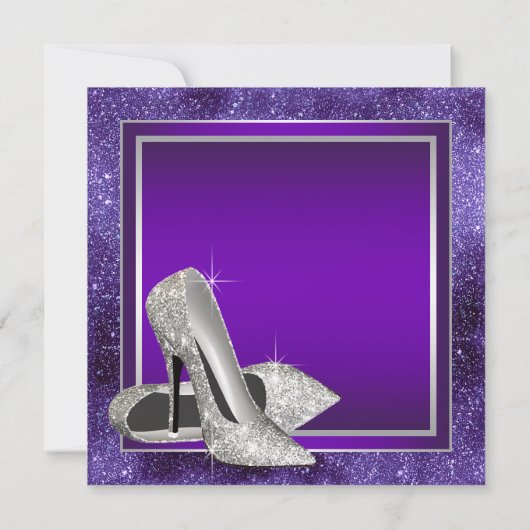 Elegant Paarse hoge hakken verjaardagsfeestje Kaart (Achterkant)