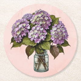 Elegant Paarse Hydrangea Flower Paper Onderzetter