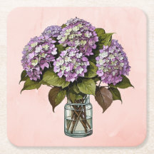 Elegant Paarse Hydrangea Flower Paper Onderzetter