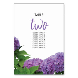 Elegant Paarse Hydrangea Wedding Guest Names Kaart