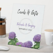 Elegant Paarse Hydrangea Wedding Kaarten & Gifts Reclamebord Met Voetstuk (Insitu)