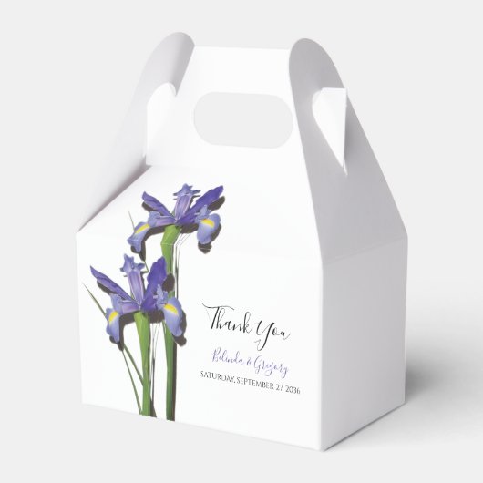 Elegant Paarse Iris Wedding Bedankdoosjes (Voorkant Zijde)