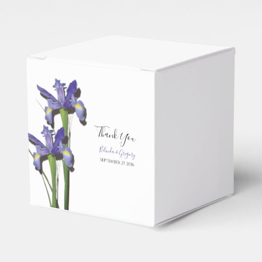 Elegant Paarse Iris Wedding Bedankdoosjes (Voorkant Zijde)