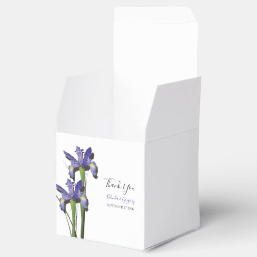 Elegant Paarse Iris Wedding Bedankdoosjes (Geopend)