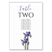 Elegant Paarse Iris Wedding Guest Names Kaart (Achterkant)
