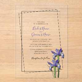 Elegant Paarse Iris Wedding Invitations Acryl Uitnodigingen