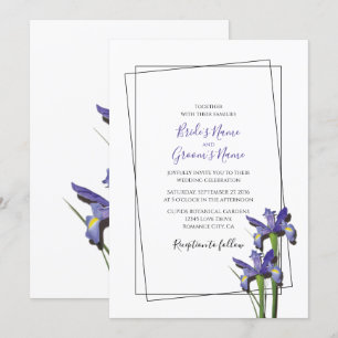 Elegant Paarse Iris Wedding Invitations Kaart