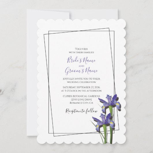 Elegant Paarse Iris Wedding Invitations Kaart (Voorkant)