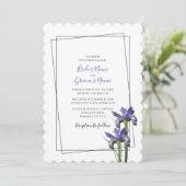 Elegant Paarse Iris Wedding Invitations Kaart (Staand voorkant)