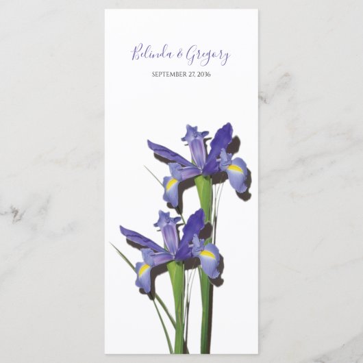 Elegant Paarse Iris Wedding Menu (Achterkant)