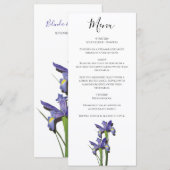 Elegant Paarse Iris Wedding Menu (Voorkant / Achterkant)