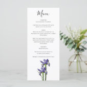 Elegant Paarse Iris Wedding Menu (Staand voorkant)