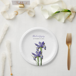 Elegant Paarse Iris Wedding Papieren Bordje