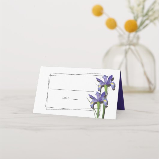 Elegant Paarse Iris Wedding Place Card Plaatskaartje (Voorkant)