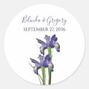 Elegant Paarse Iris Wedding Ronde Sticker
