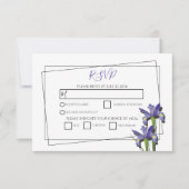 Elegant Paarse Iris Wedding RSVP-kaarten RSVP Kaartje (Voorkant)