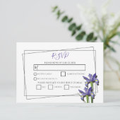 Elegant Paarse Iris Wedding RSVP-kaarten RSVP Kaartje (Staand voorkant)
