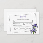 Elegant Paarse Iris Wedding RSVP-kaarten RSVP Kaartje (Voorkant / Achterkant)