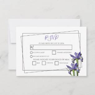 Elegant Paarse Iris Wedding RSVP-kaarten RSVP Kaartje