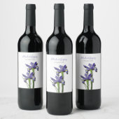 Elegant Paarse Iris Wedding Wijn Etiket (Flessen)