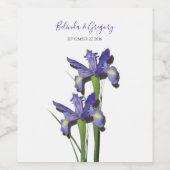 Elegant Paarse Iris Wedding Wijn Etiket (Enkel label)