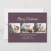Elegant Paarse Kaarten voor Kerstmis met collage (Voorkant)