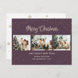 Elegant Paarse Kaarten voor Kerstmis met collage