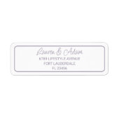 Elegant Paarse kalligrafie bruiloft Etiket (Voorkant)