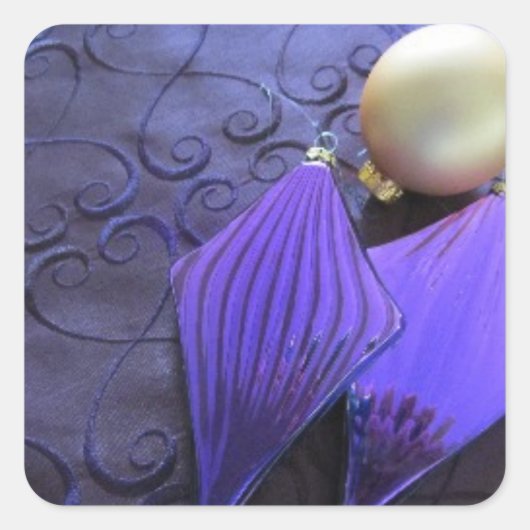 Elegant Paarse kerstdecoratie Vierkante Sticker (Voorkant)