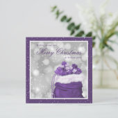 Elegant Paarse kerstfeestkaarten Feestdagenkaart (Staand voorkant)