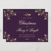 Elegant  Paarse kerstkaarten Feestdagenkaart (Voorkant / Achterkant)