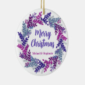 Elegant Paarse kerstmis Keramisch Ornament (Rechts)