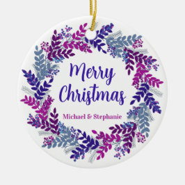 Elegant Paarse kerstmis Keramisch Ornament