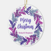 Elegant Paarse kerstmis Keramisch Ornament (Links)