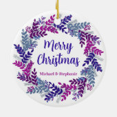 Elegant Paarse kerstmis Keramisch Ornament (Achterkant)