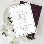 Elegant Paarse Klassic Script Weddenschap Kaart