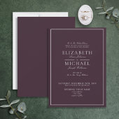 Elegant Paarse Klassic Script Weddenschap Kaart