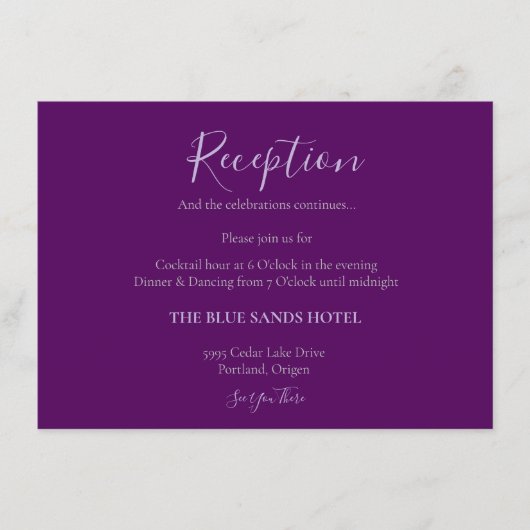 Elegant Paarse kleuren wassen Ultra Violet Recepti Informatiekaartje (Voorkant)