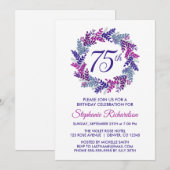 Elegant Paarse krans 75e verjaardagsfeestje Kaart (Voorkant / Achterkant)