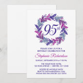 Elegant Paarse krans 95e verjaardagsfeestje Kaart (Voorkant / Achterkant)