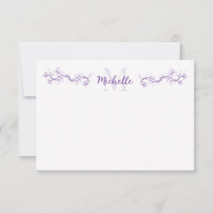 Elegant Paarse Krulwerk Gepersonaliseerd Notitiekaartje
