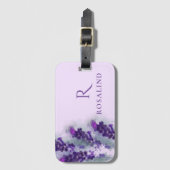 Elegant Paarse Lavander Flowers, monogramma Bagagelabel (Voorkant (verticaal))