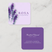 Elegant Paarse Lavander Flowers Vierkante Visitekaartje (Voorkant / Achterkant)